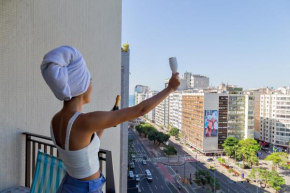 Praia há 5min a pé! varanda alta com vista! Piscina, academia, portaria 24hrs, shopping ao lado!